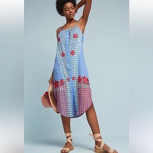 Anthropologie Estila embroidered tank dress women size XS